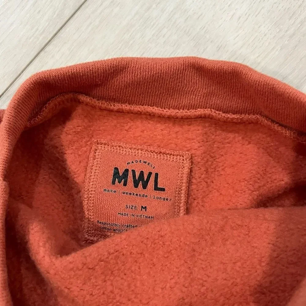 Madewell MWL Betterterry Mockneck Side-Button Sweatshirt Terracotta Size MEDIUM - Picture 5 of 7